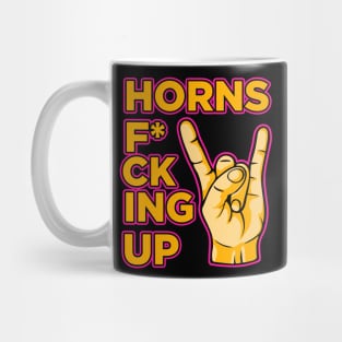 Horns f*cking up hand rock and roll vintage art Mug